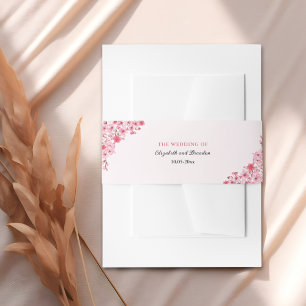 Japanese Blossom Wedding – Pink Floral Invitation Belly Band