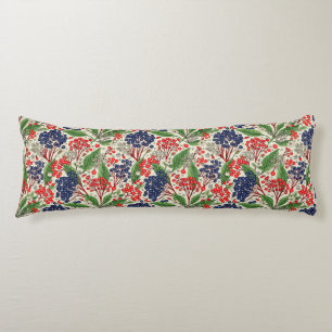 Japanese Blue and Red Berries Round Body Pillow