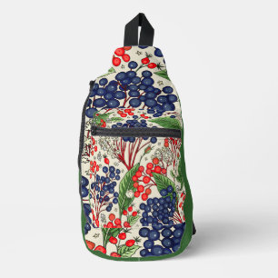 Japanese Blue and Red Berries Sling Bag