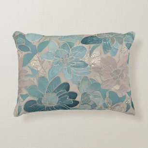 Japanese blue flower artwork  accent pillow