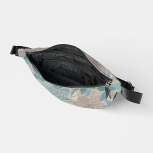 Japanese blue flower artwork fanny pack