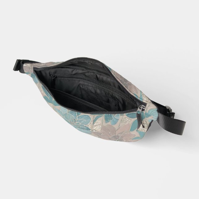 Japanese blue flower artwork  fanny pack (Open)