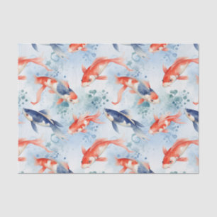 Japanese Blue Koi Fish Decoupage Tissue Paper