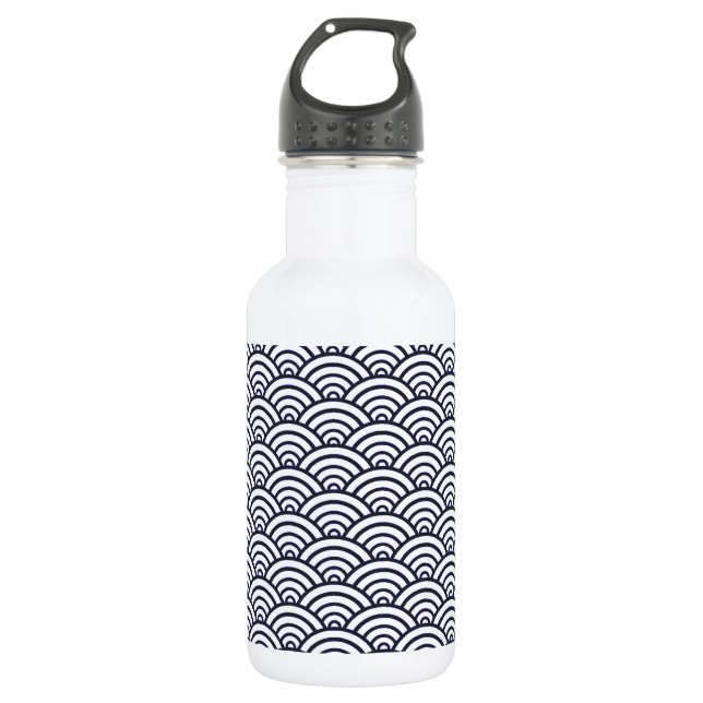 Japanese Blue Waves Seigaiha Sea 532 Ml Water Bottle (Front)