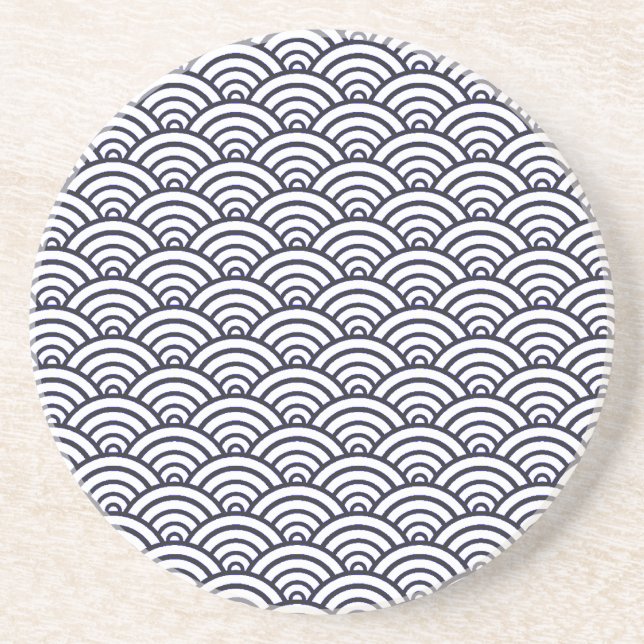 Japanese Blue Waves Seigaiha Sea Coaster (Front)