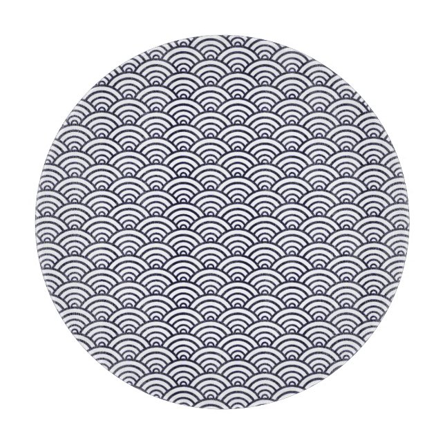 Japanese Blue Waves Seigaiha Sea Cutting Board (Front)