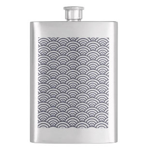 Japanese Blue Waves Seigaiha Sea Hip Flask