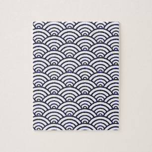 Japanese Blue Waves Seigaiha Sea Jigsaw Puzzle