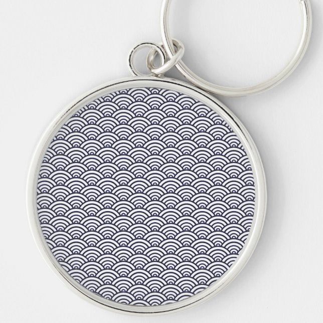 Japanese Blue Waves Seigaiha Sea Keychain (Front)