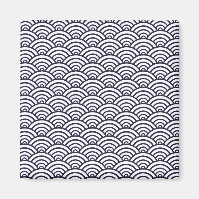 Japanese Blue Waves Seigaiha Sea Magnet (Front)