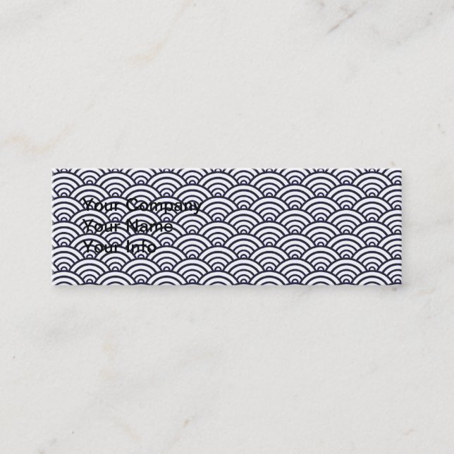 Japanese Blue Waves Seigaiha Sea Mini Business Card (Front)