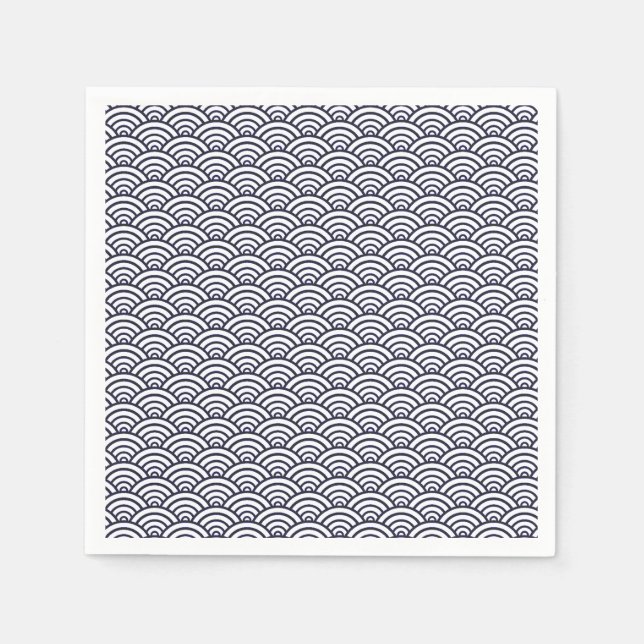 Japanese Blue Waves Seigaiha Sea Napkin (Front)