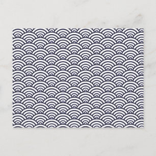 Japanese Blue Waves Seigaiha Sea Postcard