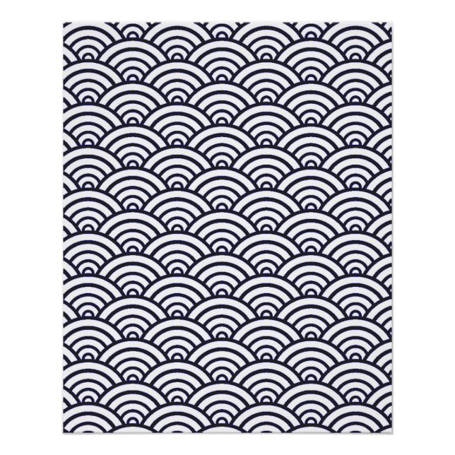 Japanese Blue Waves Seigaiha Sea Poster (Front)