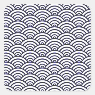 Japanese Blue Waves Seigaiha Sea Square Sticker