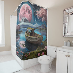 Japanese Boat scene on a beautiful lake bathroom