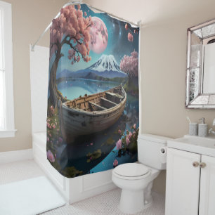Japanese Boat scene on a beautiful lake bathroom