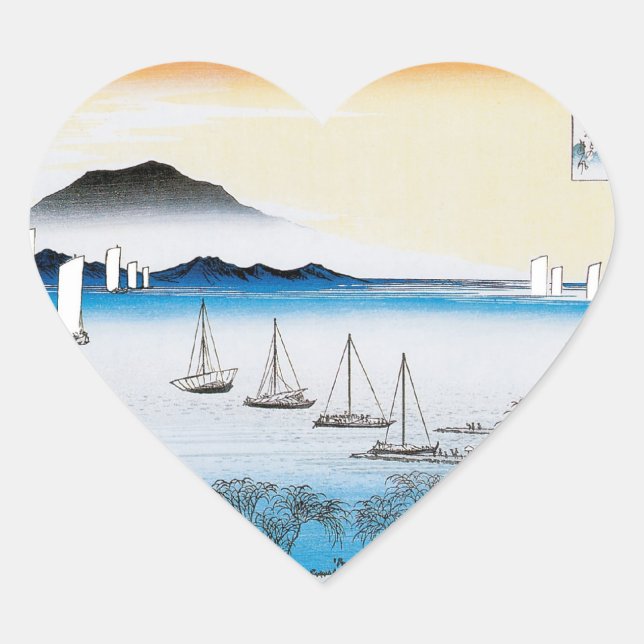 JAPANESE BOATS HEART STICKER (Front)