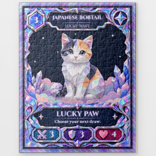 Japanese Bobtail Cat, Rainbow Foil Art Jigsaw Puzzle