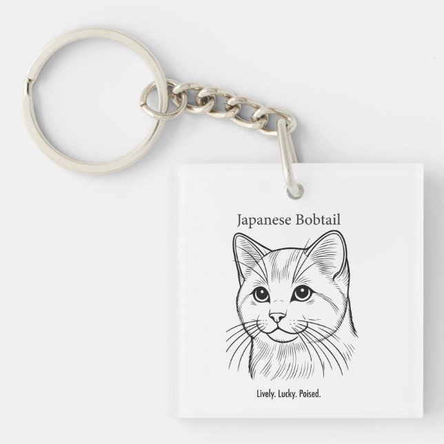 Japanese Bobtail Portrait Keychain (Front)