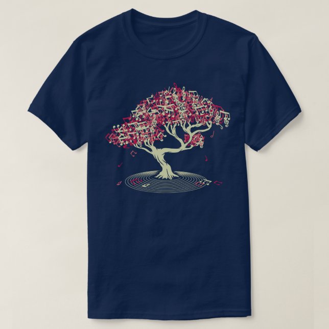 Japanese Bonsai Song Musical Notes by Tobe Fonseca T-Shirt (Design Front)