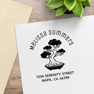 Japanese Bonsai Tree in a Tray Arch Address Rubber Stamp