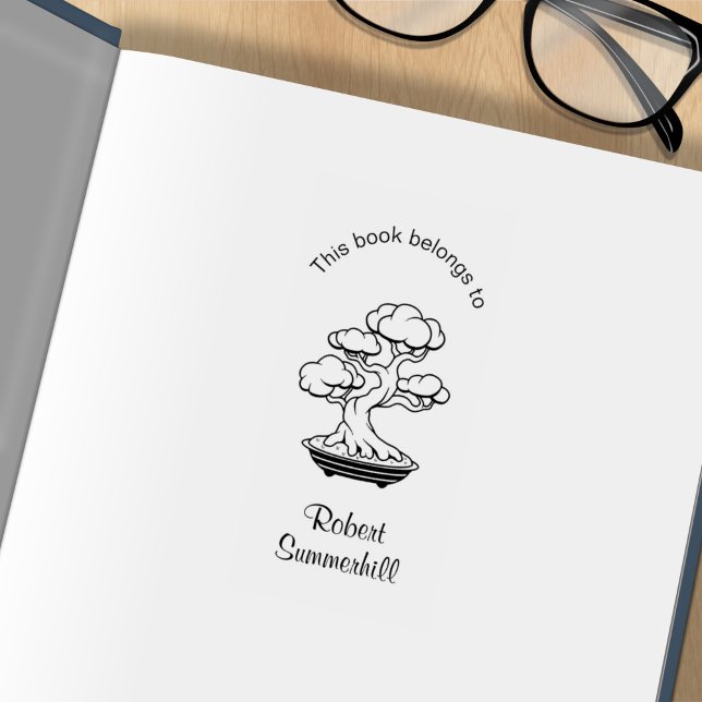 Japanese Bonsai Tree in a Tray Bookplate Rubber Stamp (Creator Uploaded)