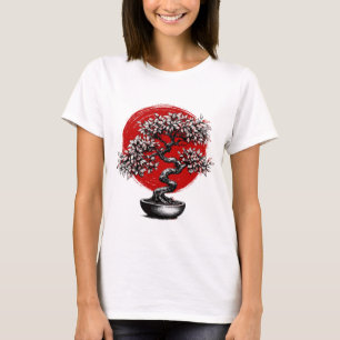 Japanese Bonsai Tree Red Enso Zen Circle Aesthetic T-Shirt