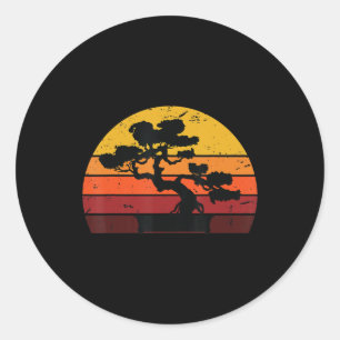 Japanese Bonsai Tree Sunset Boys Girls Bonsai Classic Round Sticker