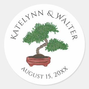 Japanese Bonsai Tree Wedding Classic Round Sticker