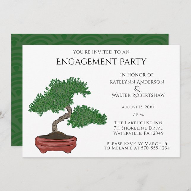 Japanese Bonsai Tree Wedding Engagement Party Invitation (Front/Back)