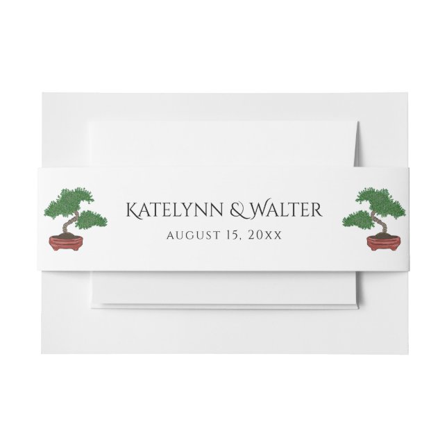 Japanese Bonsai Tree Wedding Invitation Belly Band (Front Example)