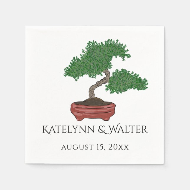 Japanese Bonsai Tree Wedding Napkin (Front)
