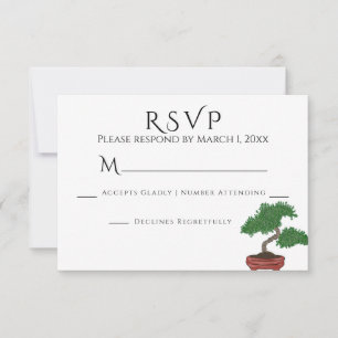 Japanese Bonsai Tree Wedding RSVP Card