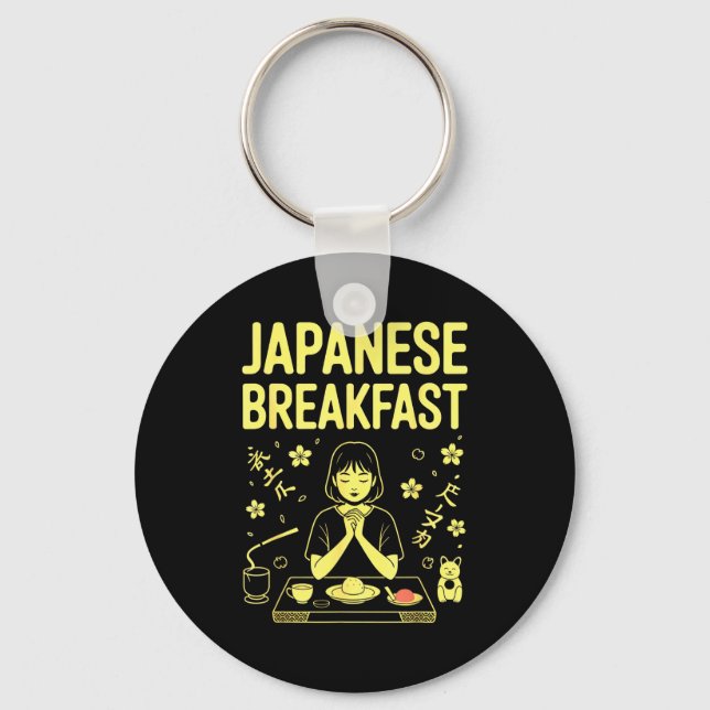Japanese Breakfast Zen Morning Miso Rice Tea Graph Keychain (Front)