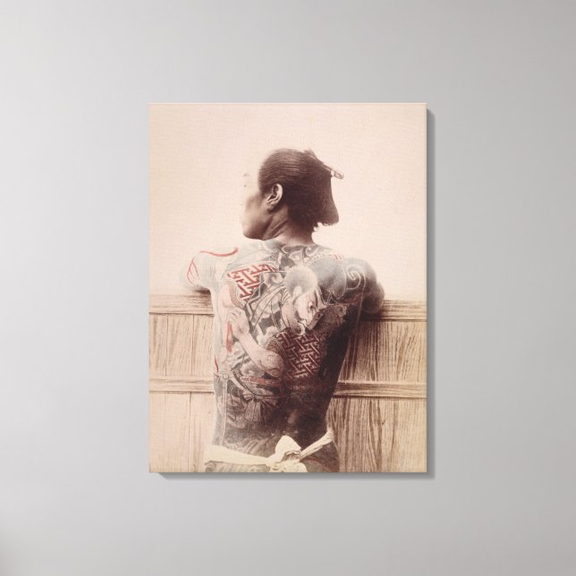 Japanese Bridegroom's Tattoos, c.1880 (photo) Canvas Print (Front)
