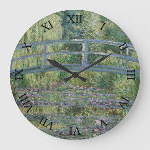 Japanese Bridge and Water Lilies by Claude Monet Large Clock