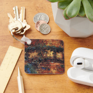 Japanese Bridge by Claude Monet, Vintage Fine Art Keychain
