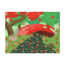 Japanese Bridge Under Maple Postcard