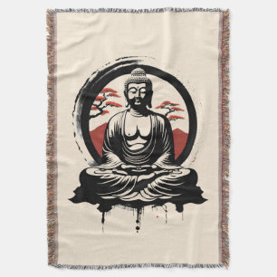 Japanese Buddha Zen Throw Blanket