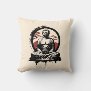 Japanese Buddha Zen Throw Pillow