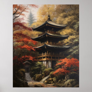 Japanese Buddhist Temple Art Print Poster