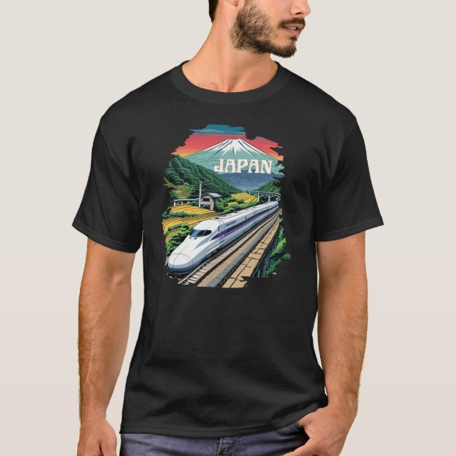 Japanese Bullet Train and Mount Fuji T-Shirt (Front)