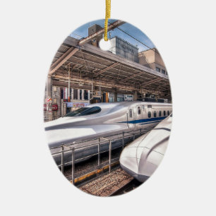 Japanese Bullet Trains at Tokyo Station Ceramic Ornament