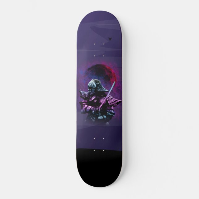 Japanese Bushido Warrior Sword Stance Purple Skateboard (Front)