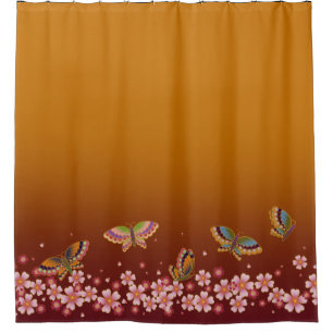 Japanese Butterflies Amid Sakura Blooms Gold Plum