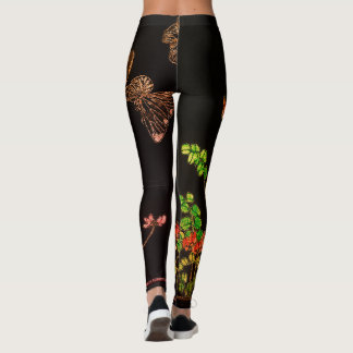JAPANESE BUTTERFLIES AND FLOWERS PRINTED LEGGINGS