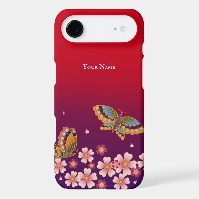 Japanese Butterflies Sakura Blossoms Personalized (Back)