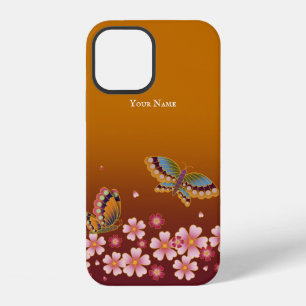 Japanese Butterflies Sakura Blossoms Personalized iPhone 12 Case