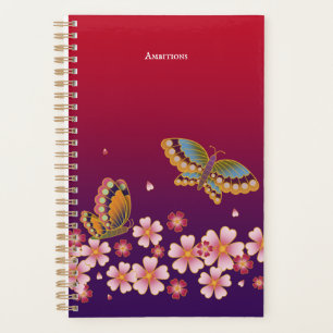 Japanese Butterflies Sakura Blossoms Personalized Planner